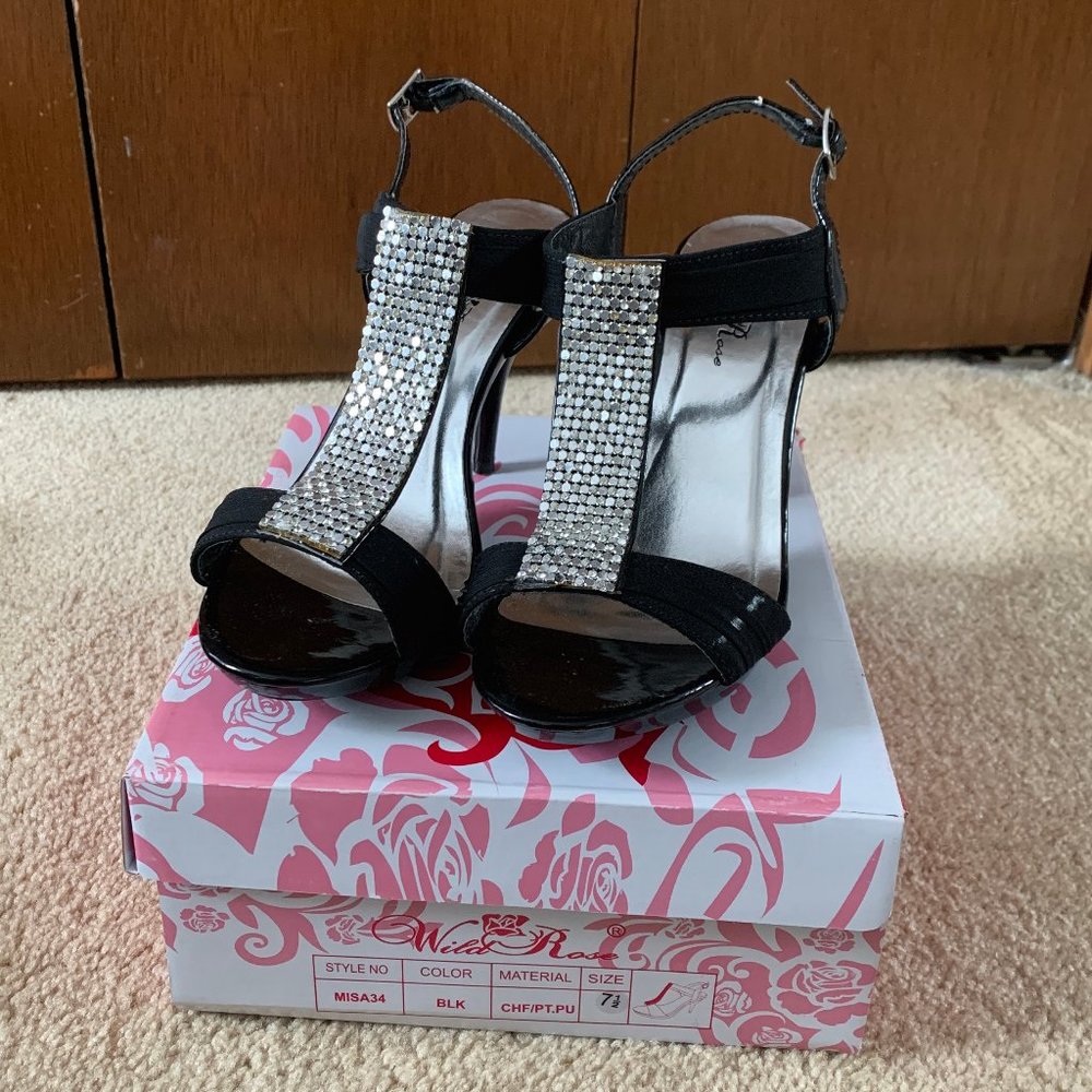 Black Rhinestone Heels